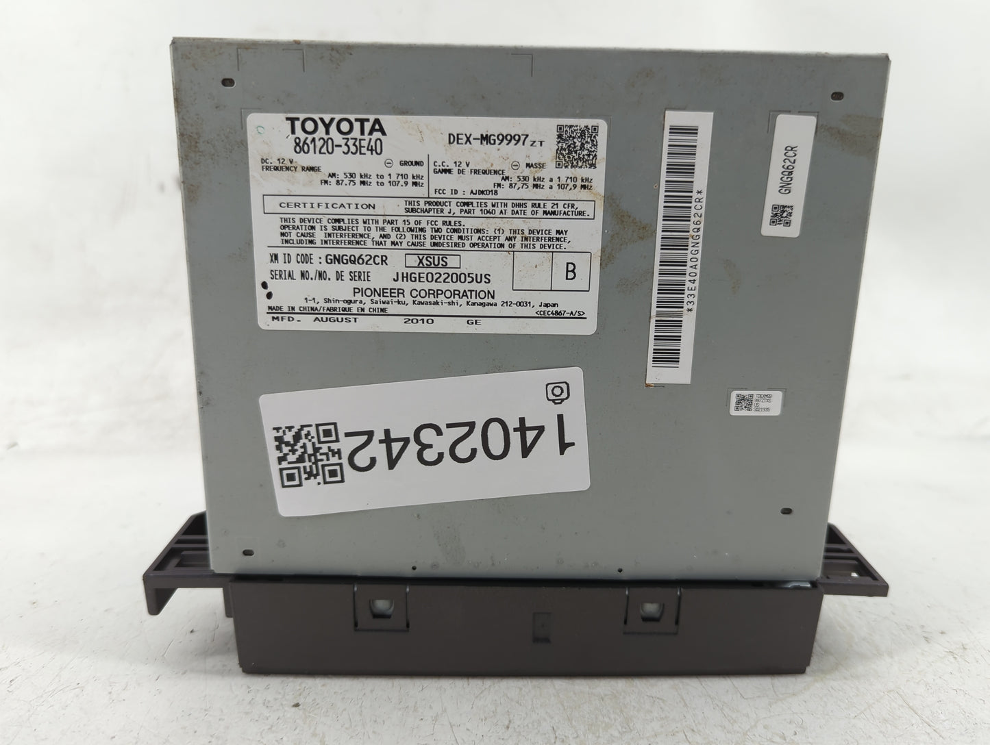 2010-2012 Lexus Es350 Radio AM FM Cd Player Receiver Replacement P/N:86120-33E40 Fits Fits 2010 2011 2012 OEM Used Auto Part