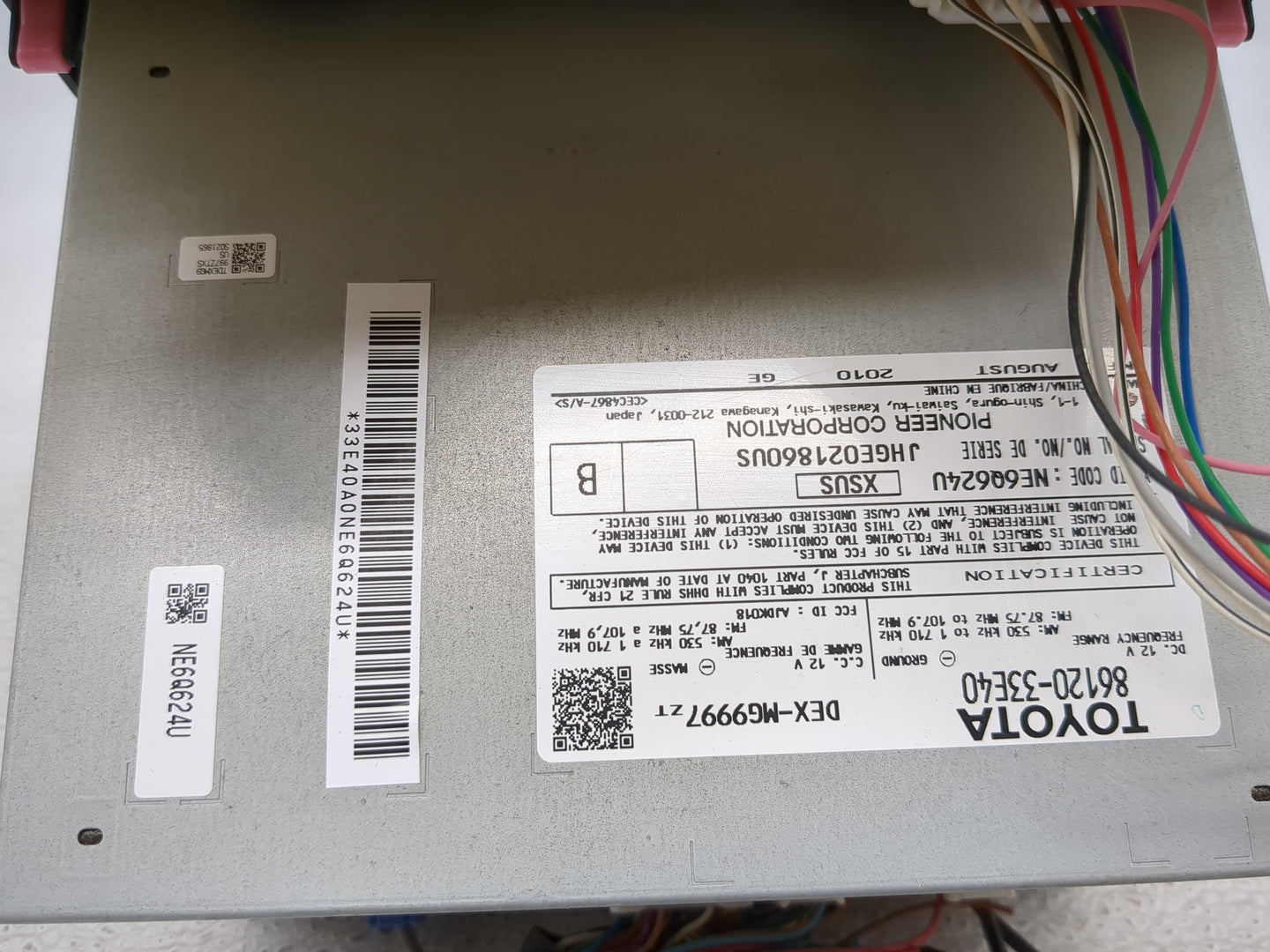 2011 Lexus Es350 Radio AM FM Cd Player Receiver Replacement P/N:86120-33E40 DEX-MG9997, 55900-33C12, 237000-3100 Fits OEM Us