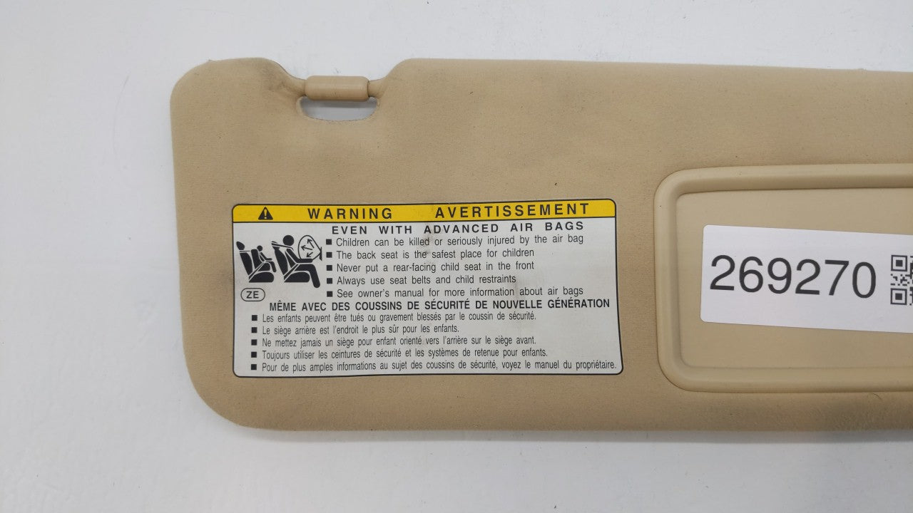 2010-2011 Lexus Es350 Sun Visor Shade Replacement Passenger Right Mirror Fits Fits 2010 2011 OEM Used Auto Parts - Oemusedau