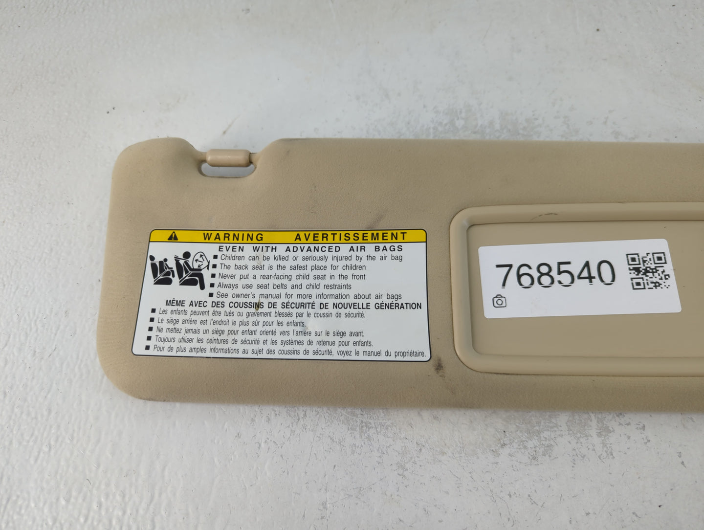 2010-2011 Lexus Es350 Sun Visor Shade Replacement Passenger Right Mirror Fits Fits 2010 2011 OEM Used Auto Parts - Oemusedau