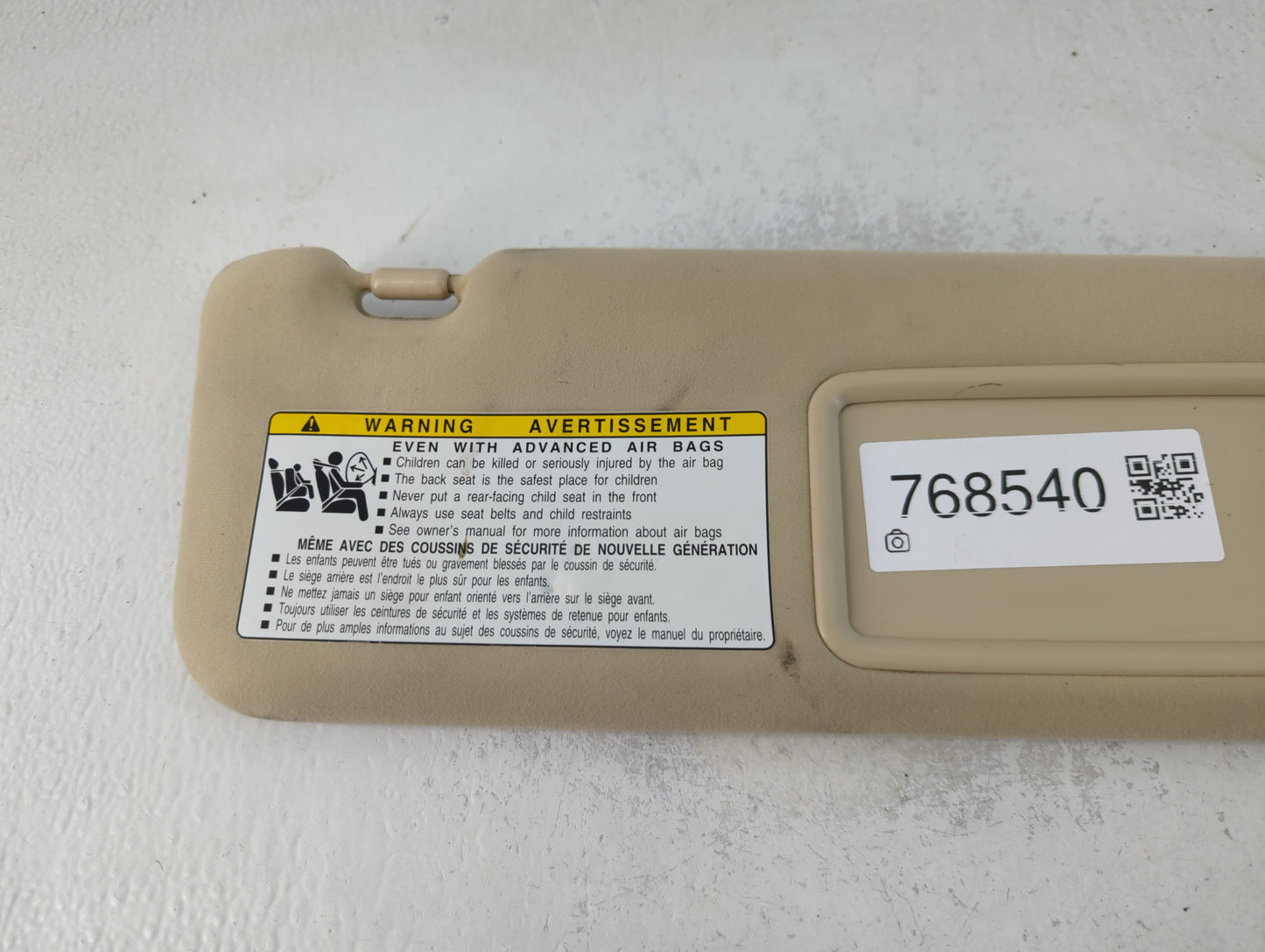 2010-2011 Lexus Es350 Sun Visor Shade Replacement Passenger Right Mirror Fits Fits 2010 2011 OEM Used Auto Parts - Oemusedau