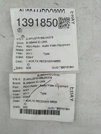 compare product 2011 Lincoln Mkt Radio AM FM Cd Player Receiver Replacement P/N:BE9T19C158BD UQW1317, F14106334210202, 041260593831 Fits OEM Used Auto Parts