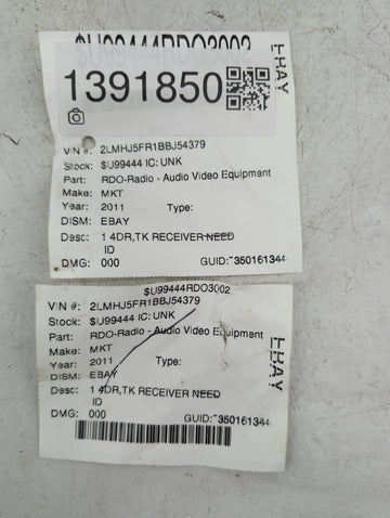 2011 Lincoln Mkt Radio AM FM Cd Player Receiver Replacement P/N:BE9T19C158BD UQW1317, F14106334210202, 041260593831 Fits OEM