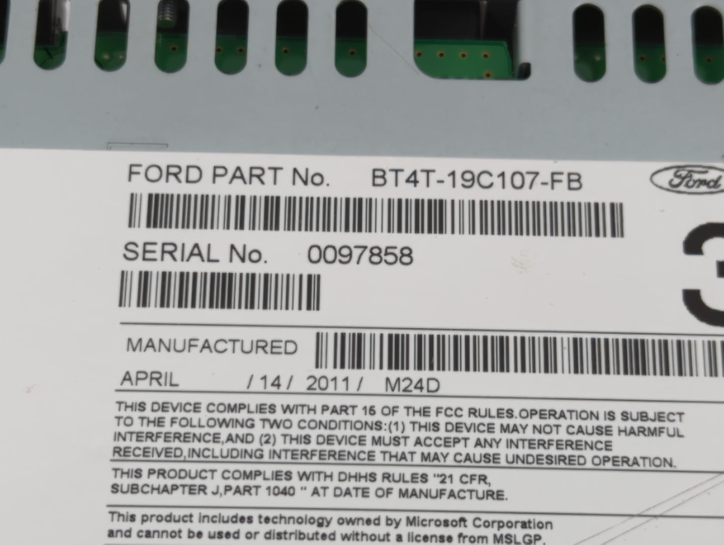 2011 Lincoln Mkx Radio AM FM Cd Player Receiver Replacement P/N:BT4T-19C107-FB Fits OEM Used Auto Parts - Oemusedautoparts1.