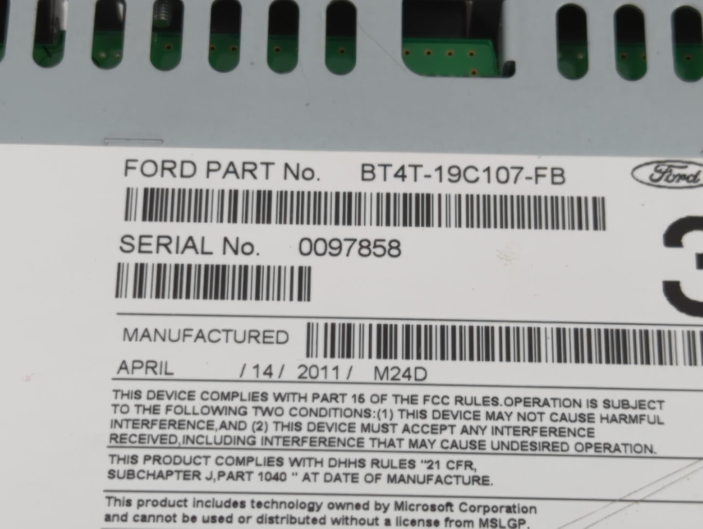 2011 Lincoln Mkx Radio AM FM Cd Player Receiver Replacement P/N:BT4T-19C107-FB Fits OEM Used Auto Parts - Oemusedautoparts1.