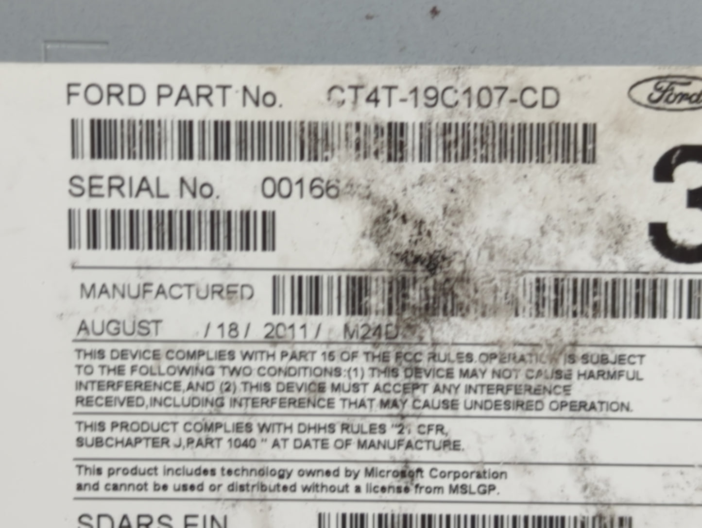 2011 Lincoln Mkx Radio AM FM Cd Player Receiver Replacement P/N:CT4T-19C107-CD Fits OEM Used Auto Parts - Oemusedautoparts1.