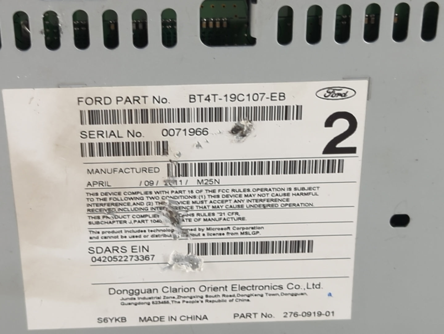 2011 Lincoln Mkx Radio AM FM Cd Player Receiver Replacement P/N:BT4T-19C107-EB PU-3208L-S, 276-0919-01 Fits OEM Used Auto Pa