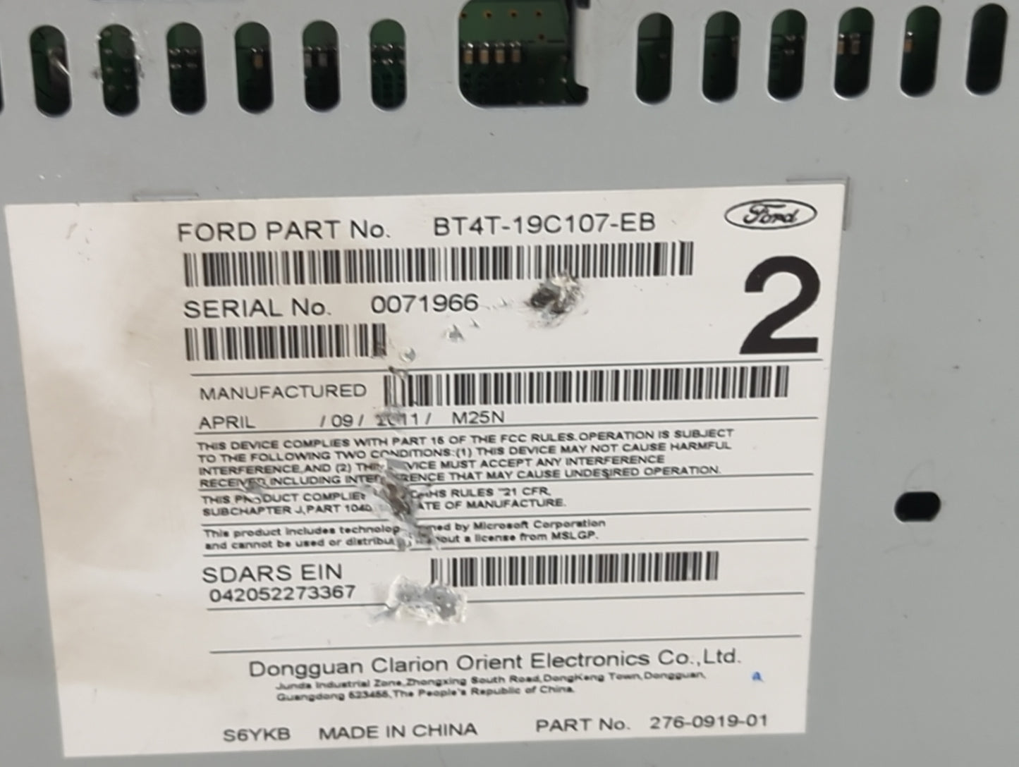 2011 Lincoln Mkx Radio AM FM Cd Player Receiver Replacement P/N:BT4T-19C107-EB PU-3208L-S, 276-0919-01 Fits OEM Used Auto Pa