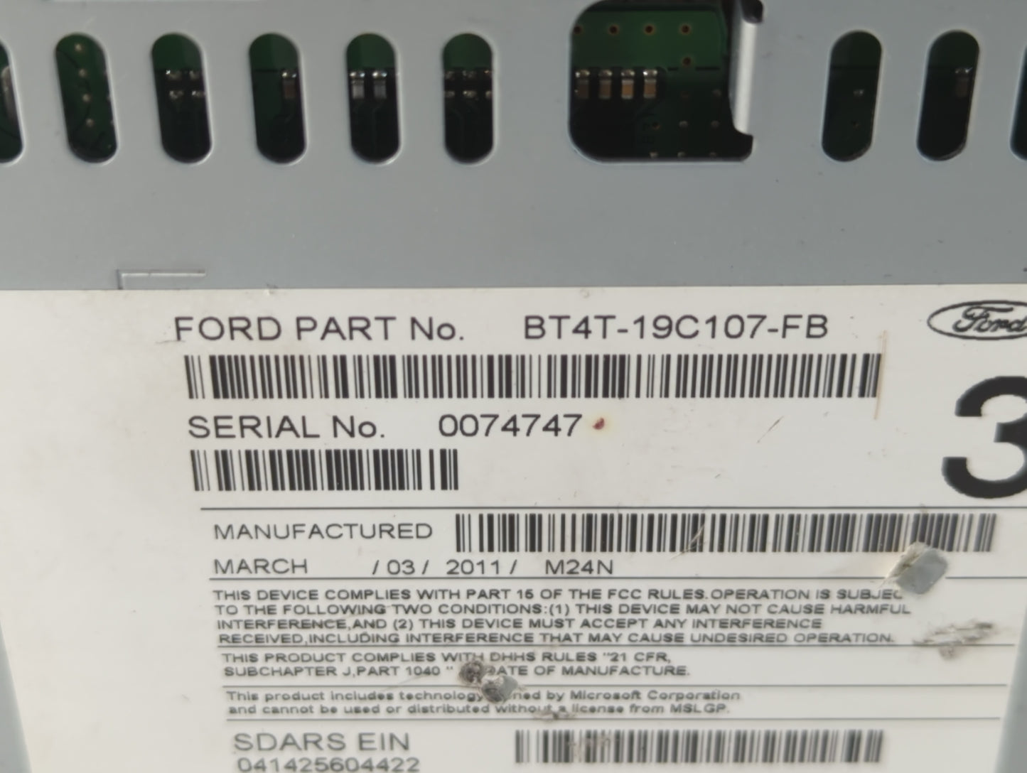 2011 Lincoln Mkx Radio AM FM Cd Player Receiver Replacement P/N:BT4T-19C107-FB Fits OEM Used Auto Parts - Oemusedautoparts1.