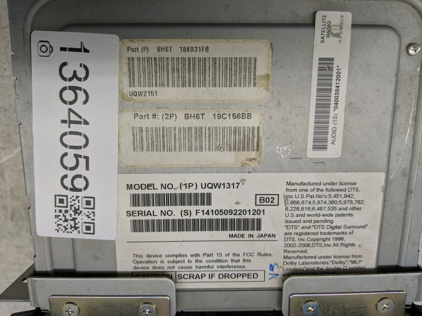 2011-2012 Lincoln Mkz Radio AM FM Cd Player Receiver Replacement P/N:BH6T 18K931FB BH6T-19C156-BB Fits Fits 2011 2012 OEM Us