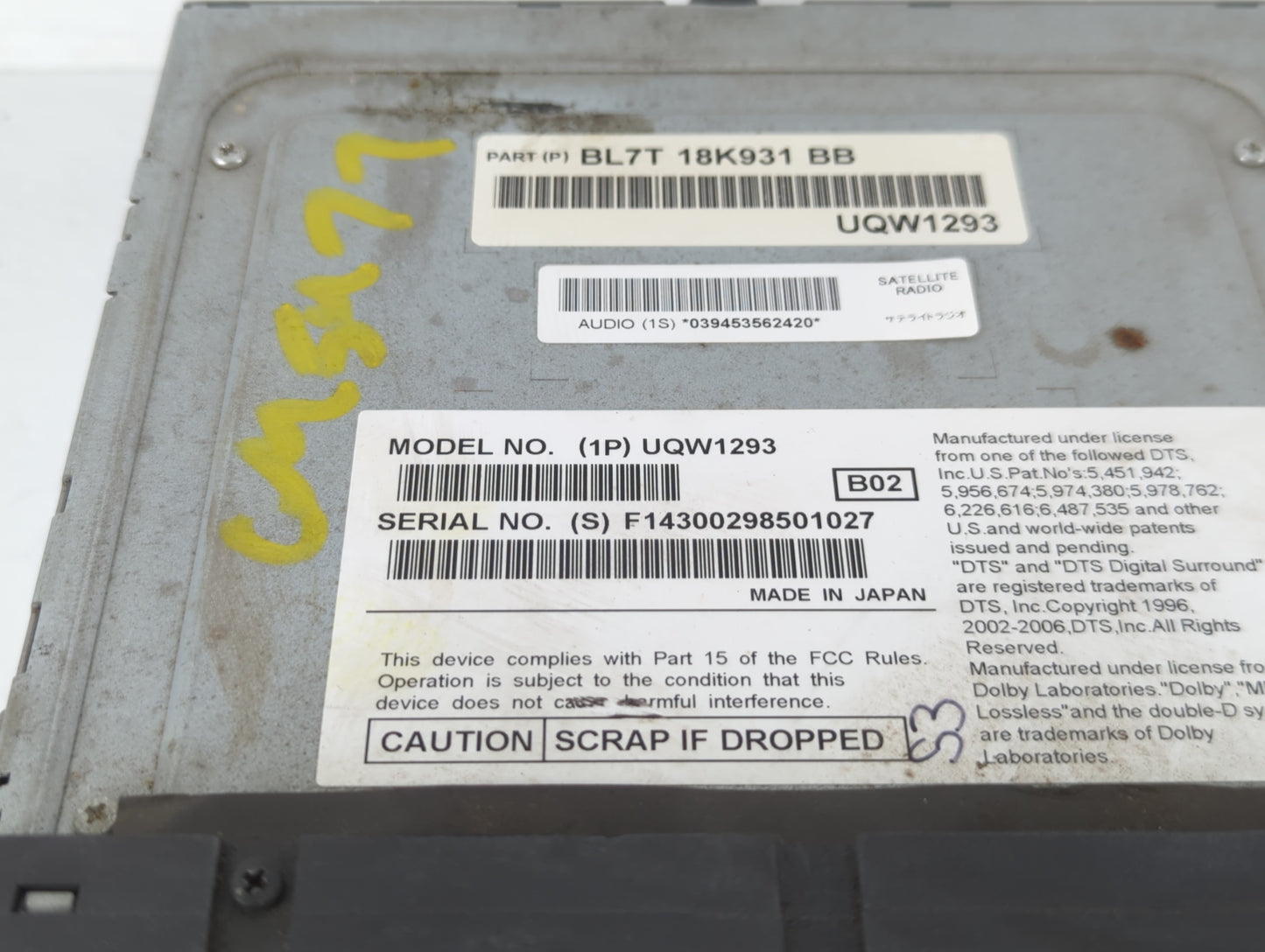 2011 Lincoln Navigator Radio AM FM Cd Player Receiver Replacement P/N:BL7T-18K931 BB Fits OEM Used Auto Parts - Oemusedautop