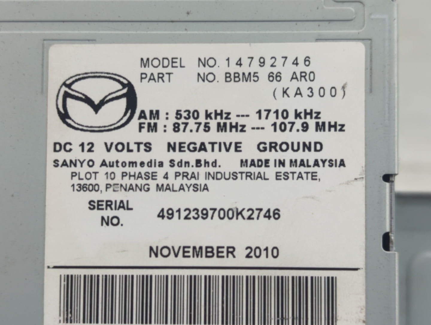 2011-2011 Mazda 3 Radio Control Panel - Oemusedautoparts1.com