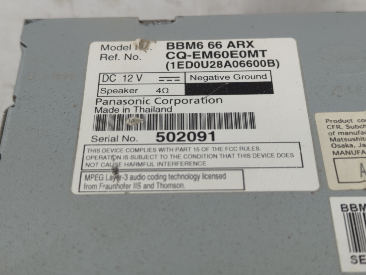 2011 Mazda 3 Radio AM FM Cd Player Receiver Replacement Fits OEM Used Auto Parts - Oemusedautoparts1.com