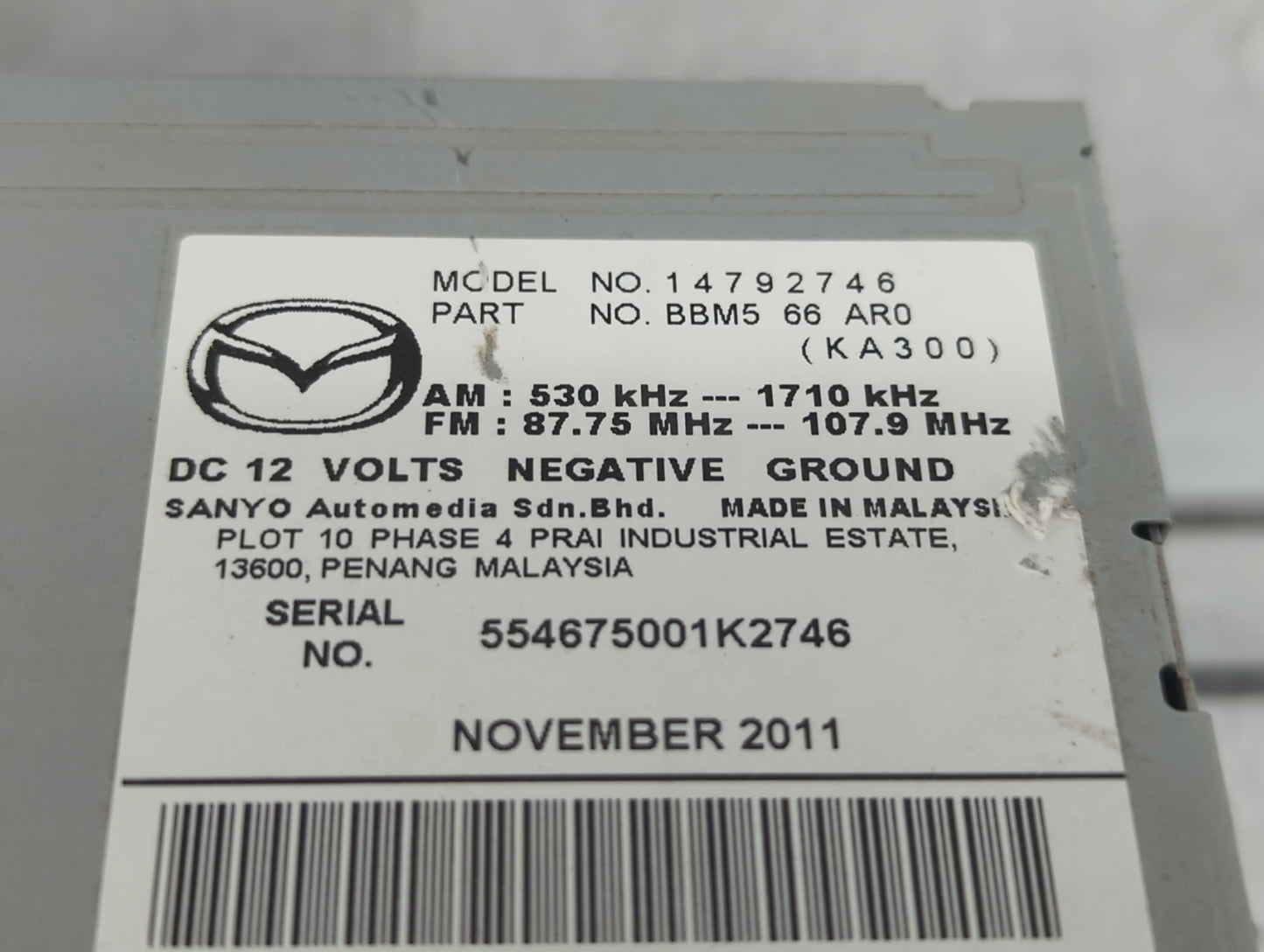 2011-2011 Mazda 3 Am Fm Cd Player Radio Receiver - Oemusedautoparts1.com