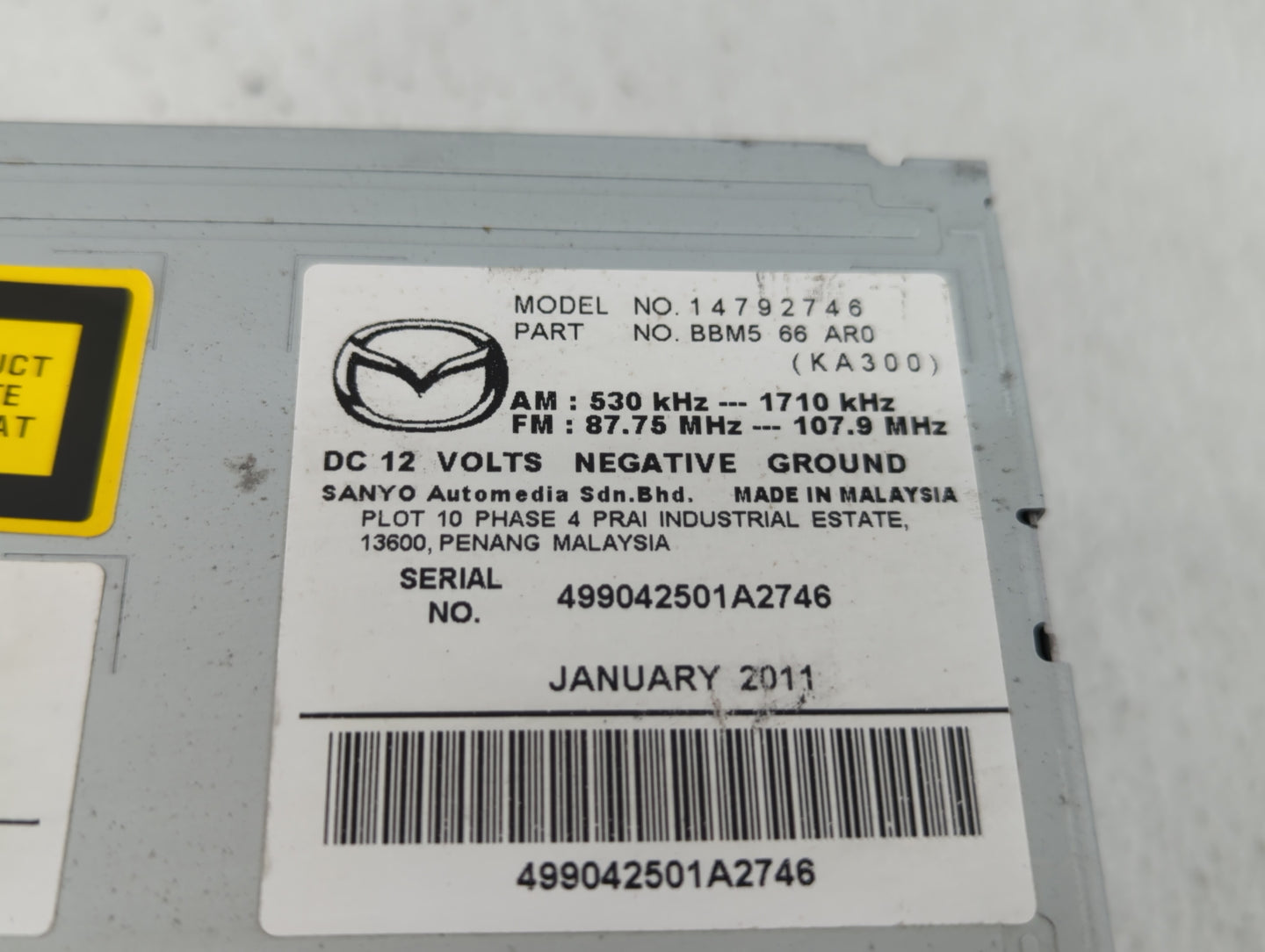 2011-2011 Mazda 3 Am Fm Cd Player Radio Receiver - Oemusedautoparts1.com