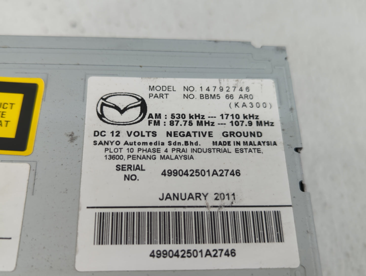 2011-2011 Mazda 3 Am Fm Cd Player Radio Receiver - Oemusedautoparts1.com