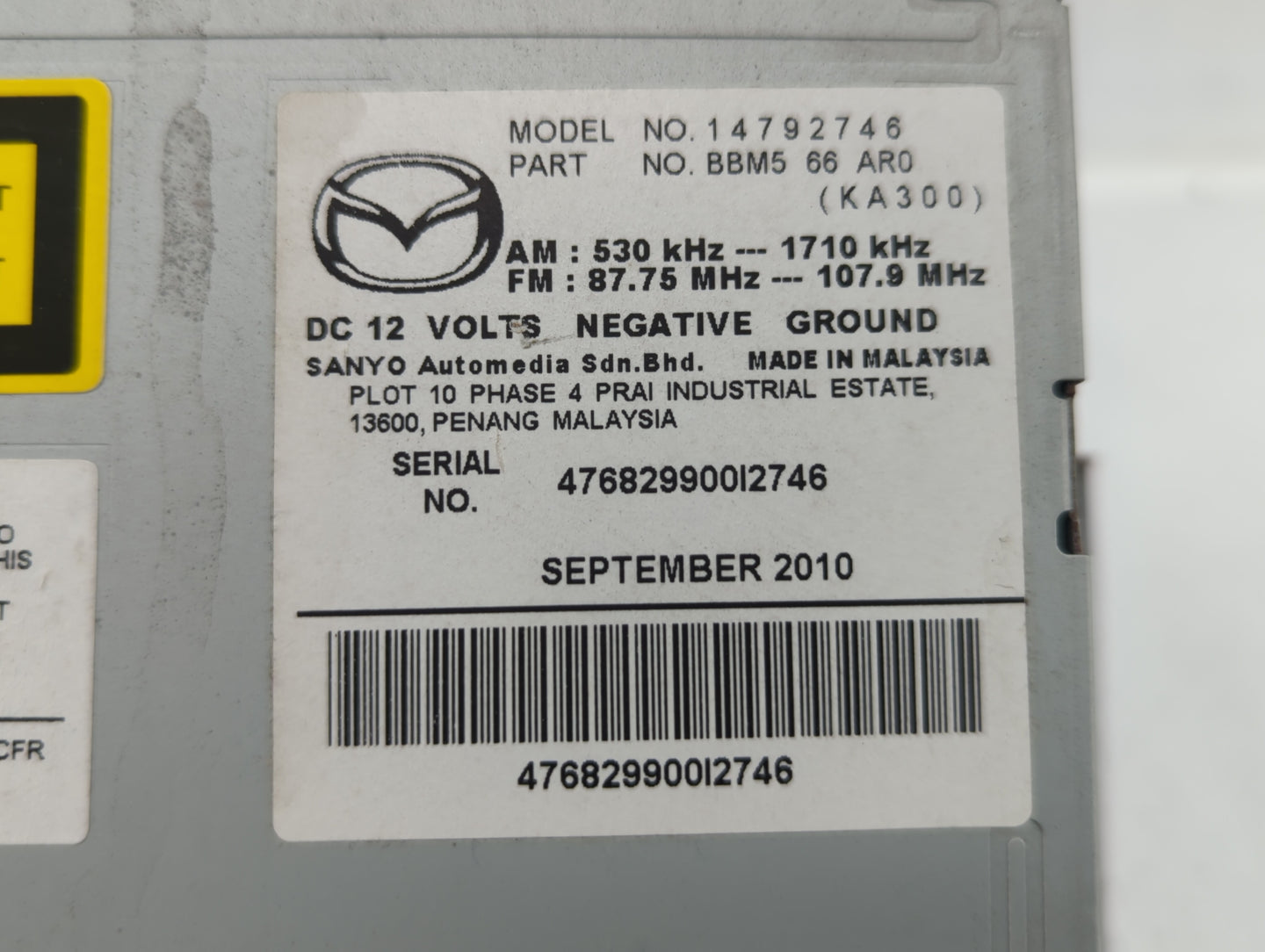 2011-2011 Mazda 3 Am Fm Cd Player Radio Receiver - Oemusedautoparts1.com