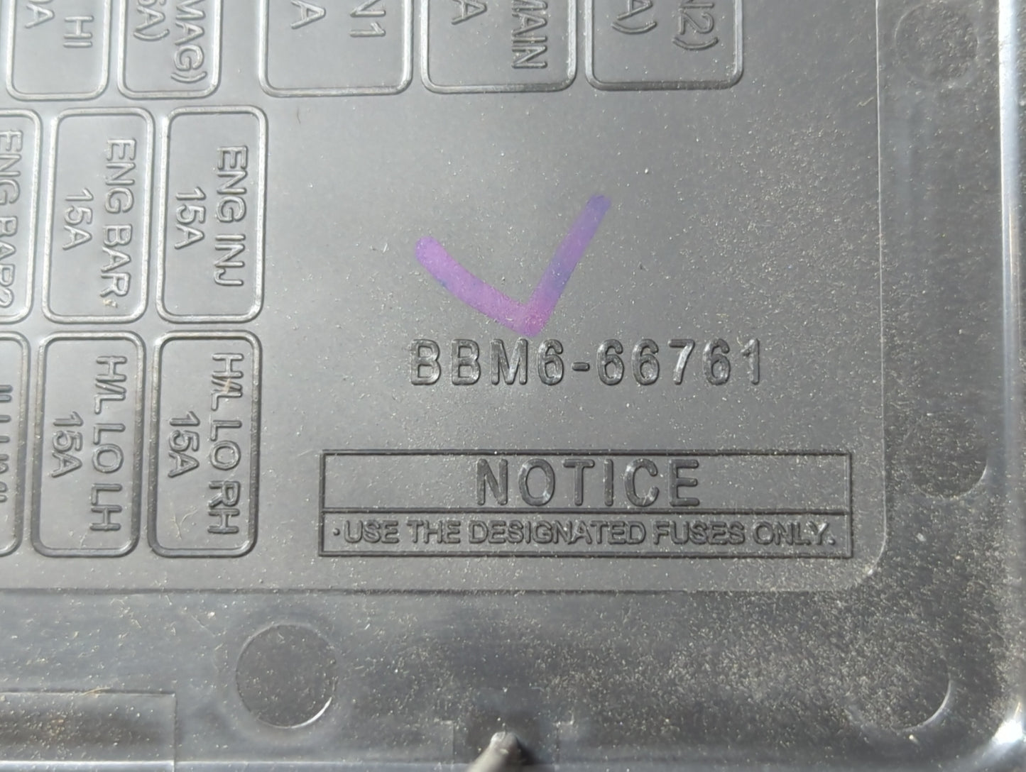 2011 Mazda 3 Fusebox Fuse Box Panel Relay Module P/N:BBM6-66761 Fits OEM Used Auto Parts - Oemusedautoparts1.com
