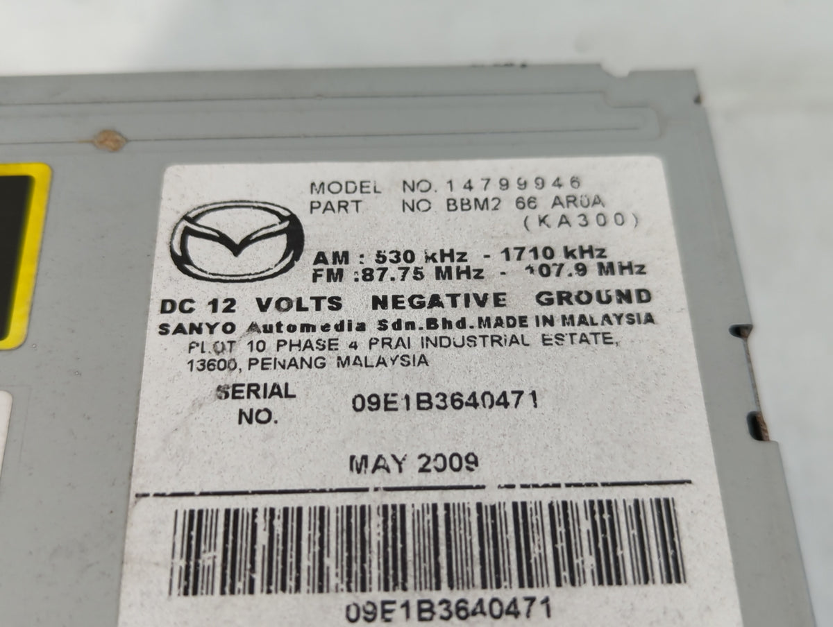 2011 Mazda 3 Radio AM FM Cd Player Receiver Replacement P/N:BBM2 66 AR0A 14799946 OEM Used Auto Parts - Oemusedautoparts1.co