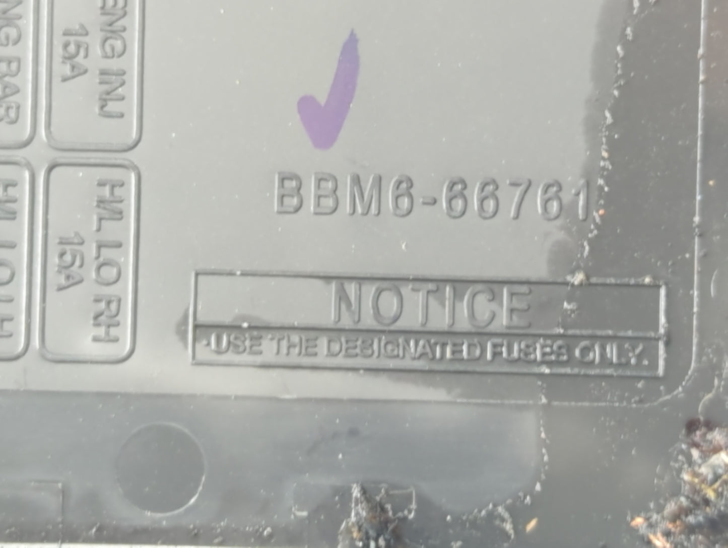 2011 Mazda 3 Fusebox Fuse Box Panel Relay Module P/N:BBM6-66761 Fits OEM Used Auto Parts - Oemusedautoparts1.com