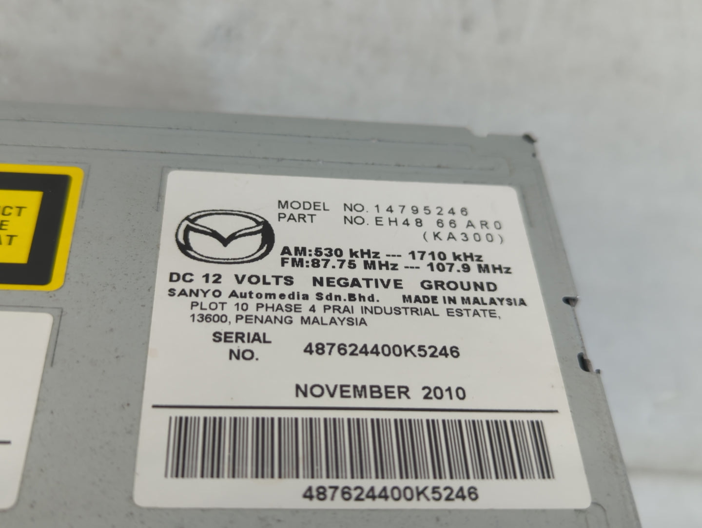 2011-2012 Mazda Cx-7 Radio AM FM Cd Player Receiver Replacement P/N:EH48 66 AR0 Fits Fits 2011 2012 OEM Used Auto Parts - Oe