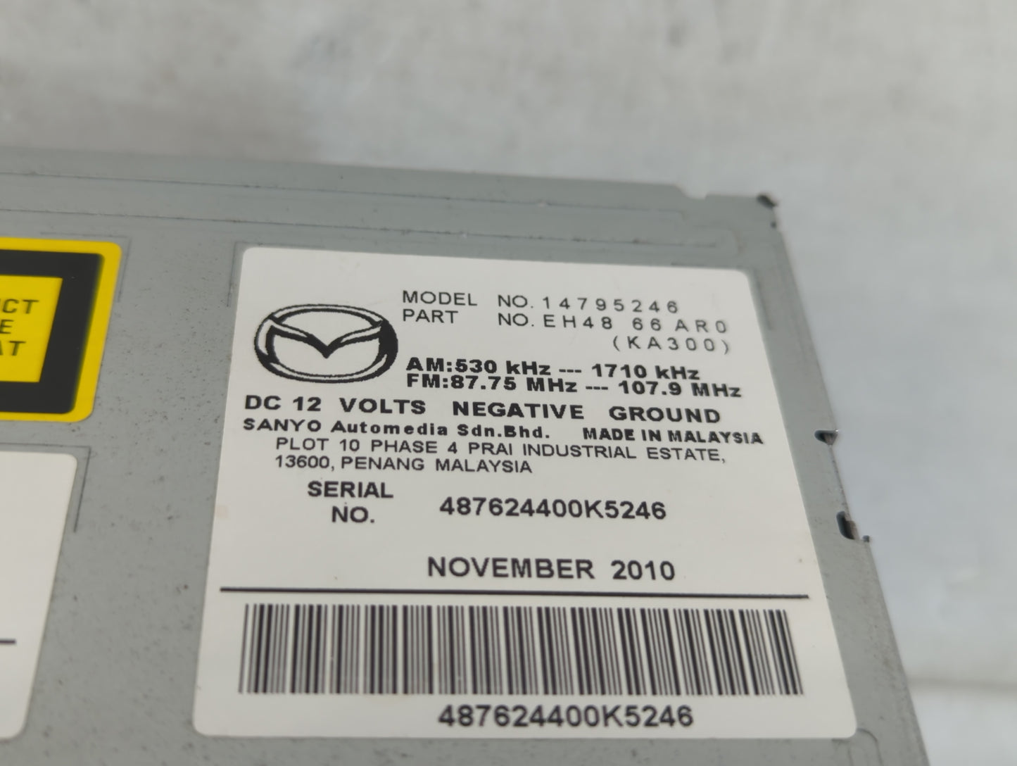 2011-2012 Mazda Cx-7 Radio AM FM Cd Player Receiver Replacement P/N:EH48 66 AR0 Fits Fits 2011 2012 OEM Used Auto Parts - Oe