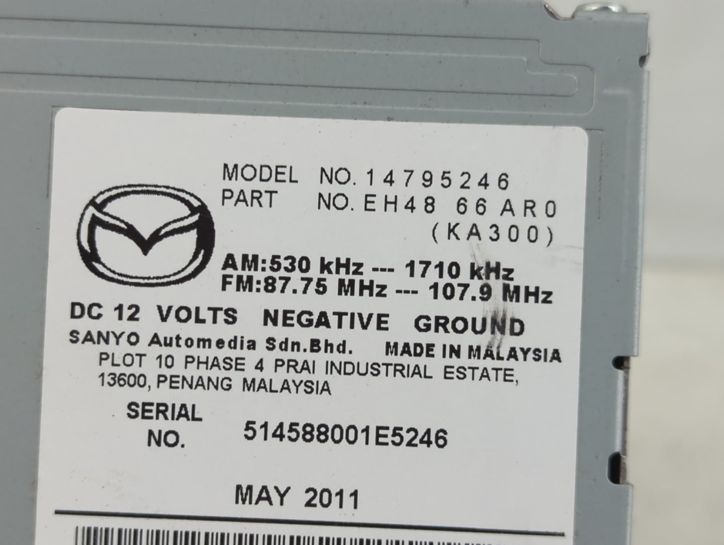 2011-2012 Mazda Cx-7 Radio AM FM Cd Player Receiver Replacement P/N:EH48 66 AR0 Fits Fits 2011 2012 OEM Used Auto Parts - Oe