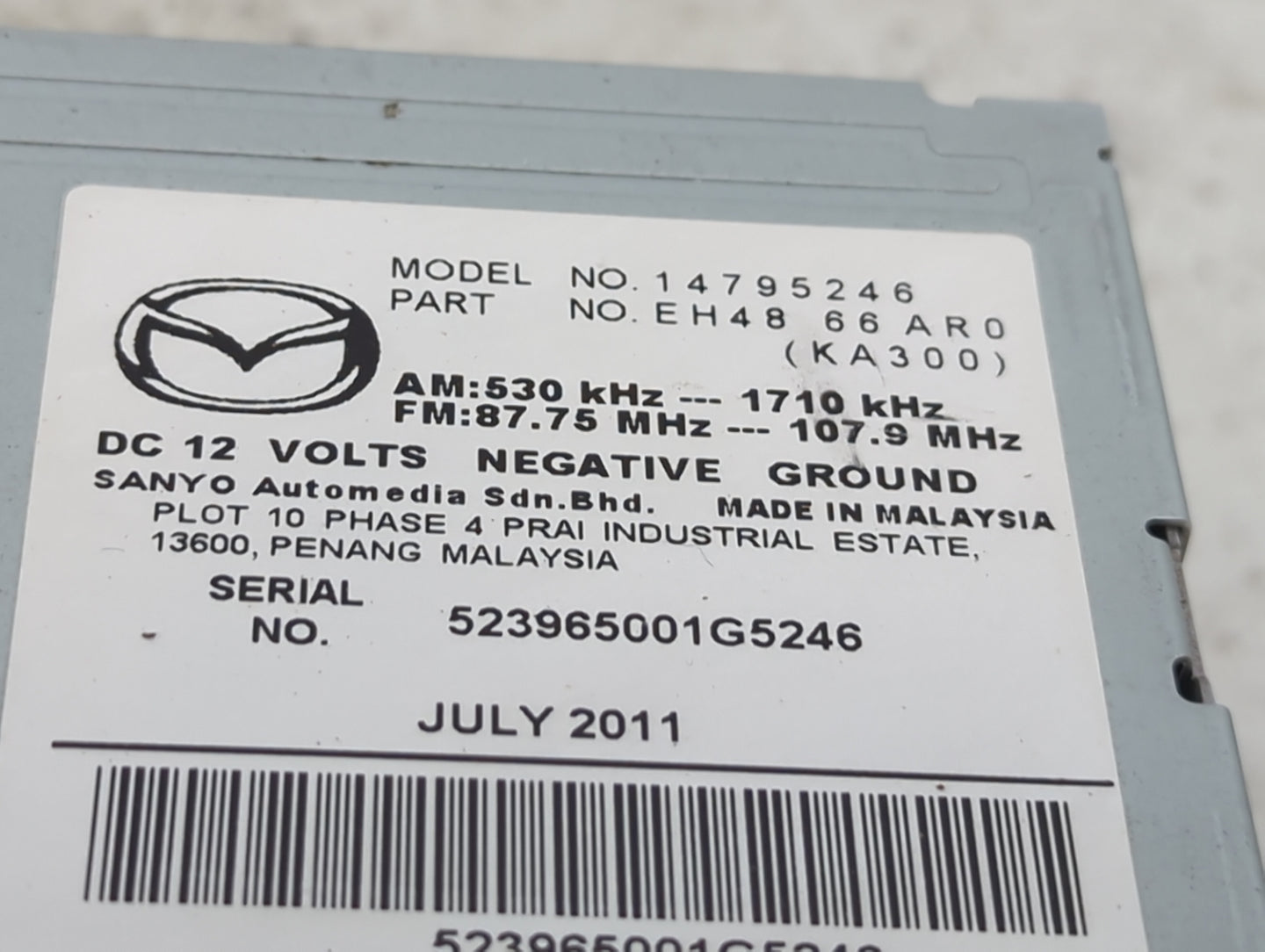 2010-2012 Mazda Cx-7 Radio AM FM Cd Player Receiver Replacement P/N:EH48 66 AR0 Fits Fits 2010 2011 2012 OEM Used Auto Parts