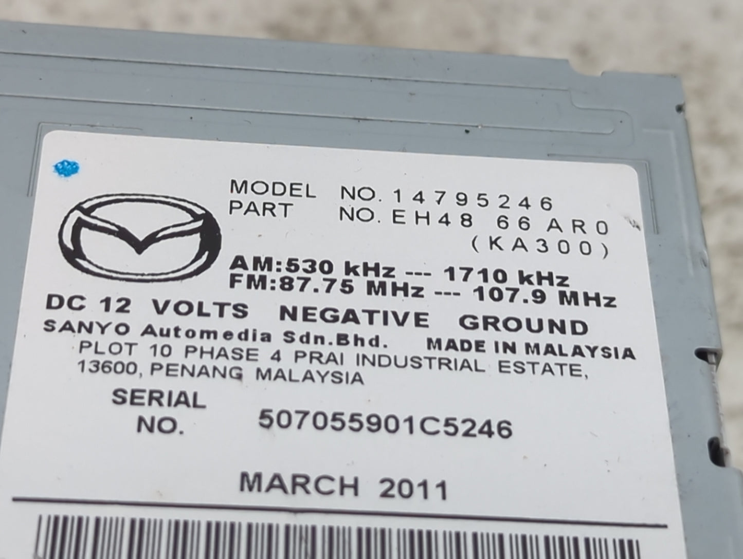2010-2012 Mazda Cx-7 Radio AM FM Cd Player Receiver Replacement P/N:EH48 66 AR0 Fits Fits 2010 2011 2012 OEM Used Auto Parts