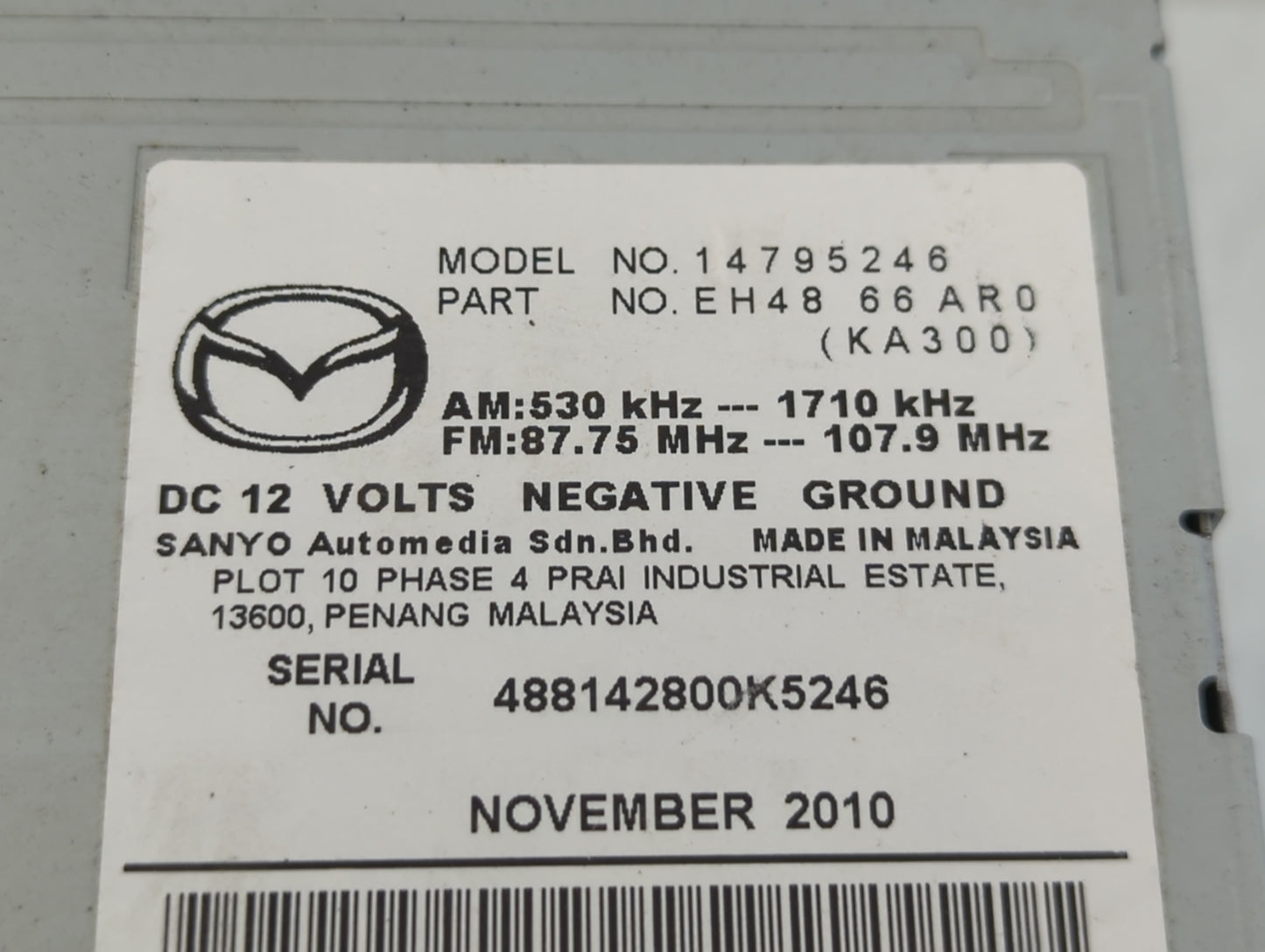2010-2012 Mazda Cx-7 Radio AM FM Cd Player Receiver Replacement P/N:EH48 66 AR0 14795246 Fits Fits 2010 2011 2012 OEM Used A