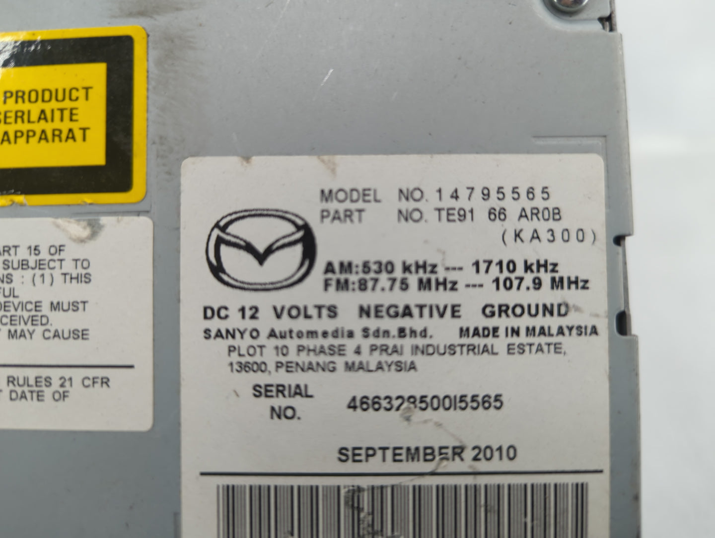 2011-2012 Mazda Cx-9 Am Fm Cd Player Radio Receiver - Oemusedautoparts1.com