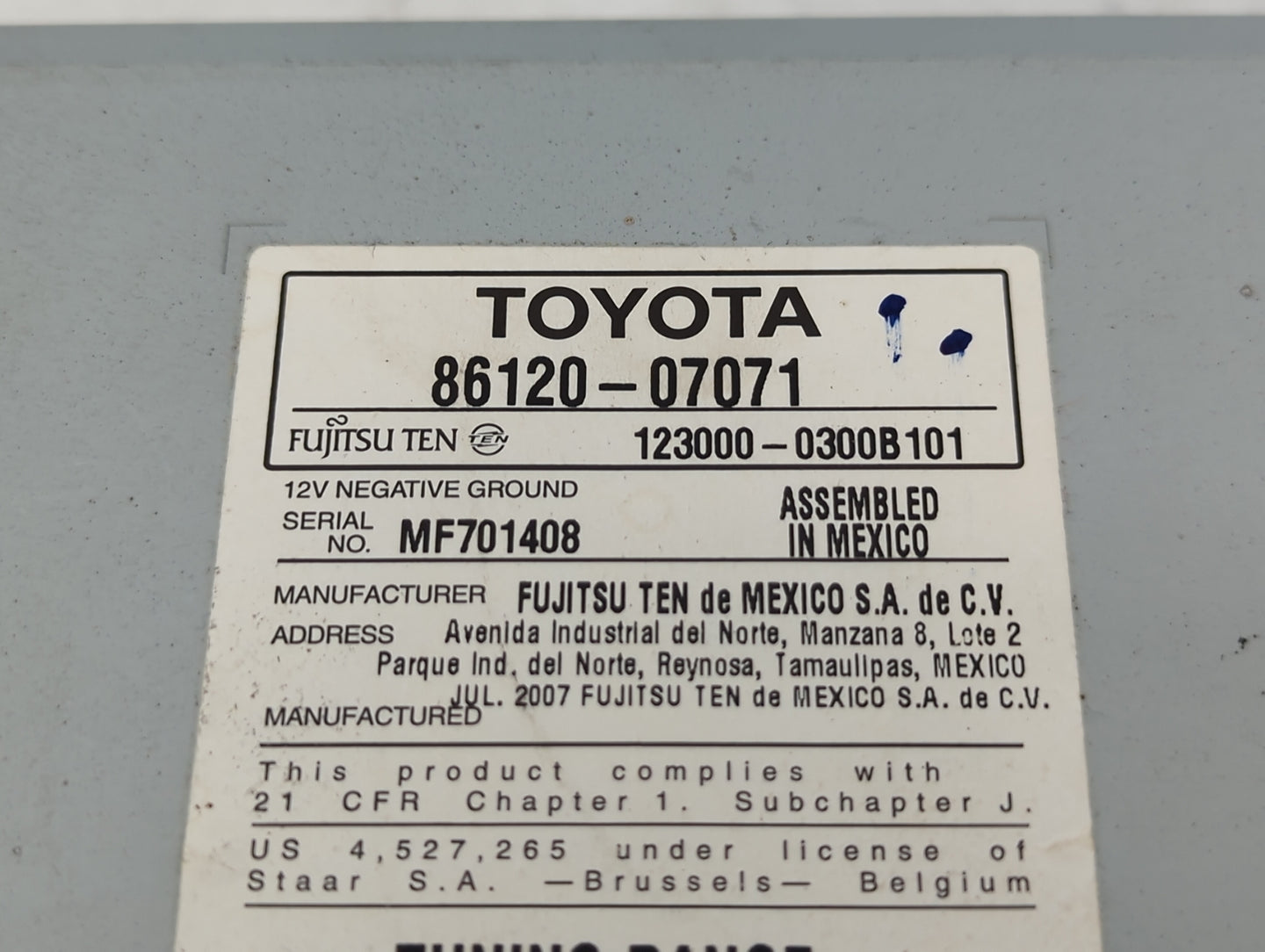 2010-2015 Mazda Cx-9 Climate Control Module Temperature AC/Heater Replacement P/N:86120-07071 Fits OEM Used Auto Parts - Oem