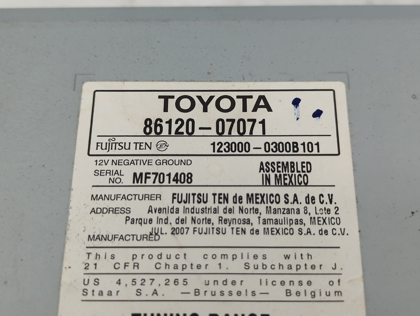 2010-2015 Mazda Cx-9 Climate Control Module Temperature AC/Heater Replacement P/N:86120-07071 Fits OEM Used Auto Parts - Oem