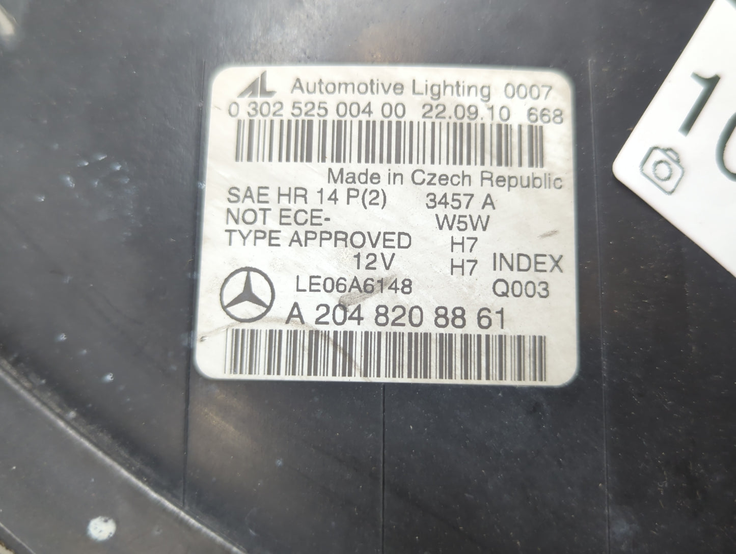 2011 Mercedes-benz C250 Passenger Right Oem Head Light Headlight Lamp - Oemusedautoparts1.com