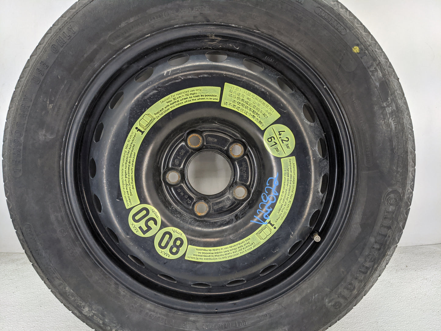 2011 Mercedes-benz C300 Spare Donut Tire Wheel Rim Oem - Oemusedautoparts1.com