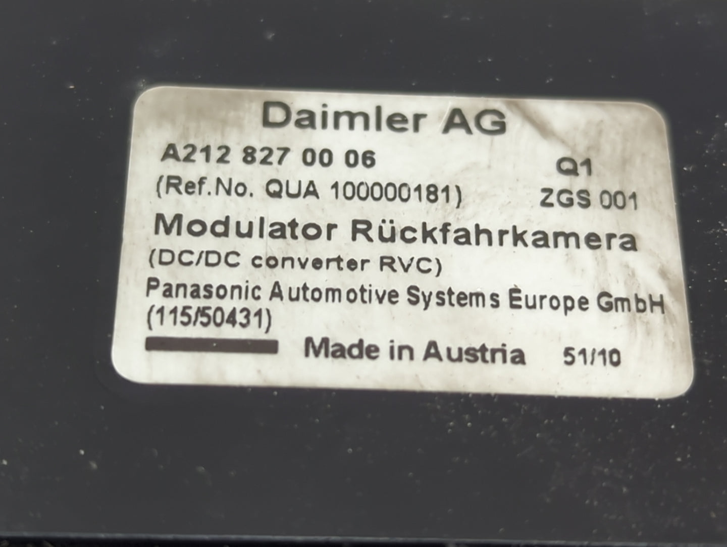 2011 Mercedes-benz E-class Back Up Sensor Backup Camera - Oemusedautoparts1.com