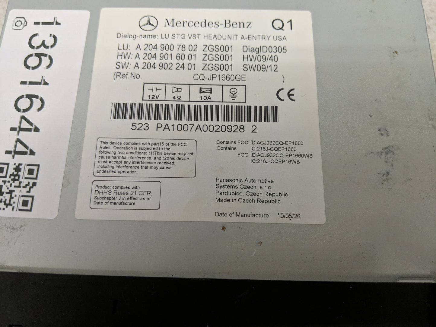 2011 Mercedes-Benz Glk250 Radio AM FM Cd Player Receiver Replacement Fits Fits 2012 OEM Used Auto Parts - Oemusedautoparts1.