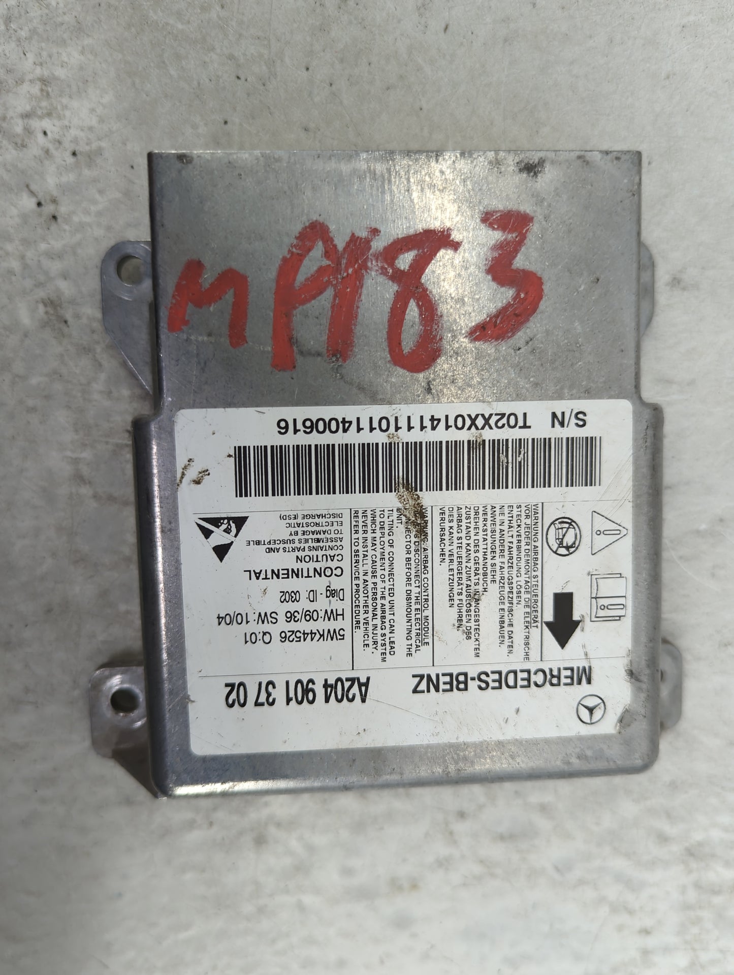 2011 Mercedes-benz Glk350 Safety Restraint Srs Airbag Control Module - Oemusedautoparts1.com