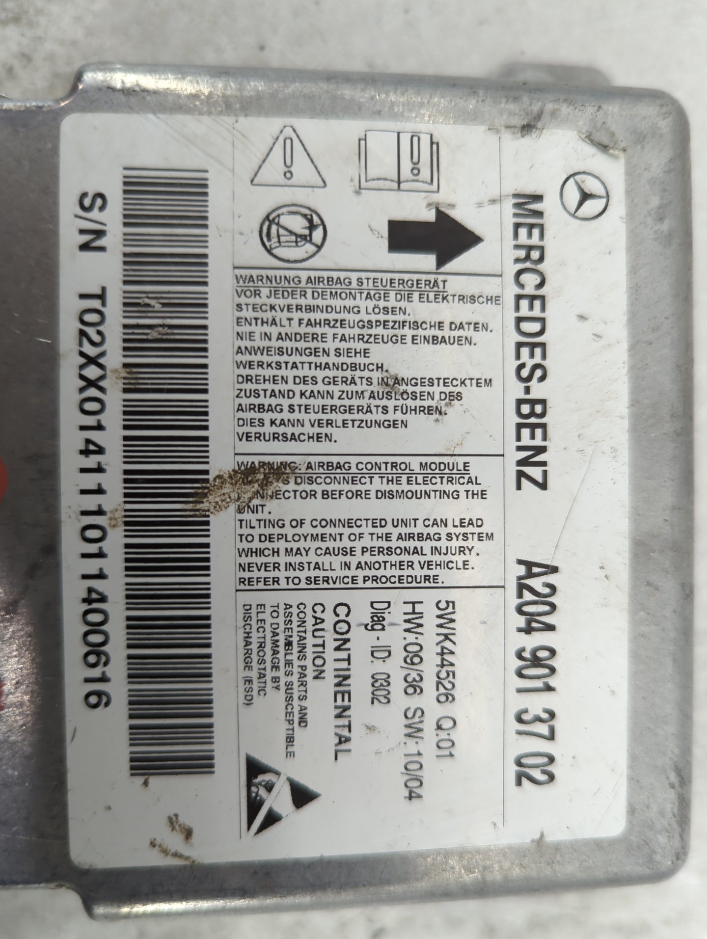 2011 Mercedes-benz Glk350 Safety Restraint Srs Airbag Control Module - Oemusedautoparts1.com