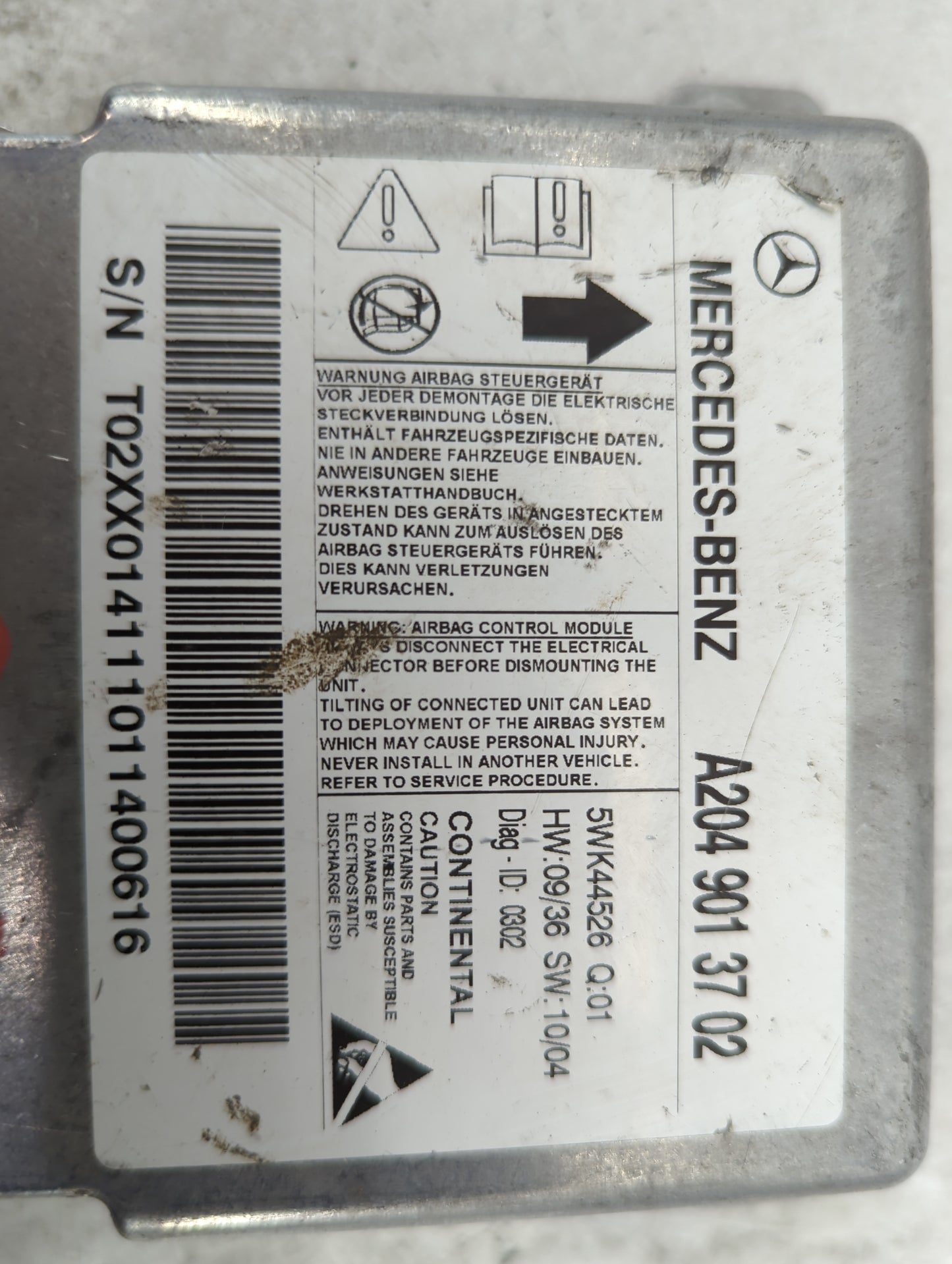 2011 Mercedes-benz Glk350 Safety Restraint Srs Airbag Control Module - Oemusedautoparts1.com
