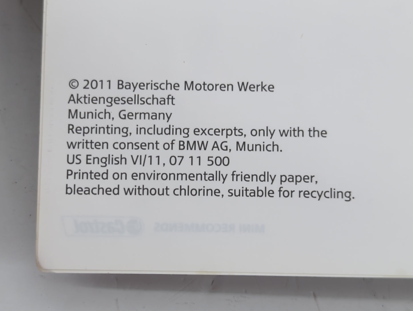 2011 Mini Cooper Clubman Owners Manual Book Guide P/N:01 40 2 608 474 OEM Used Auto Parts - Oemusedautoparts1.com