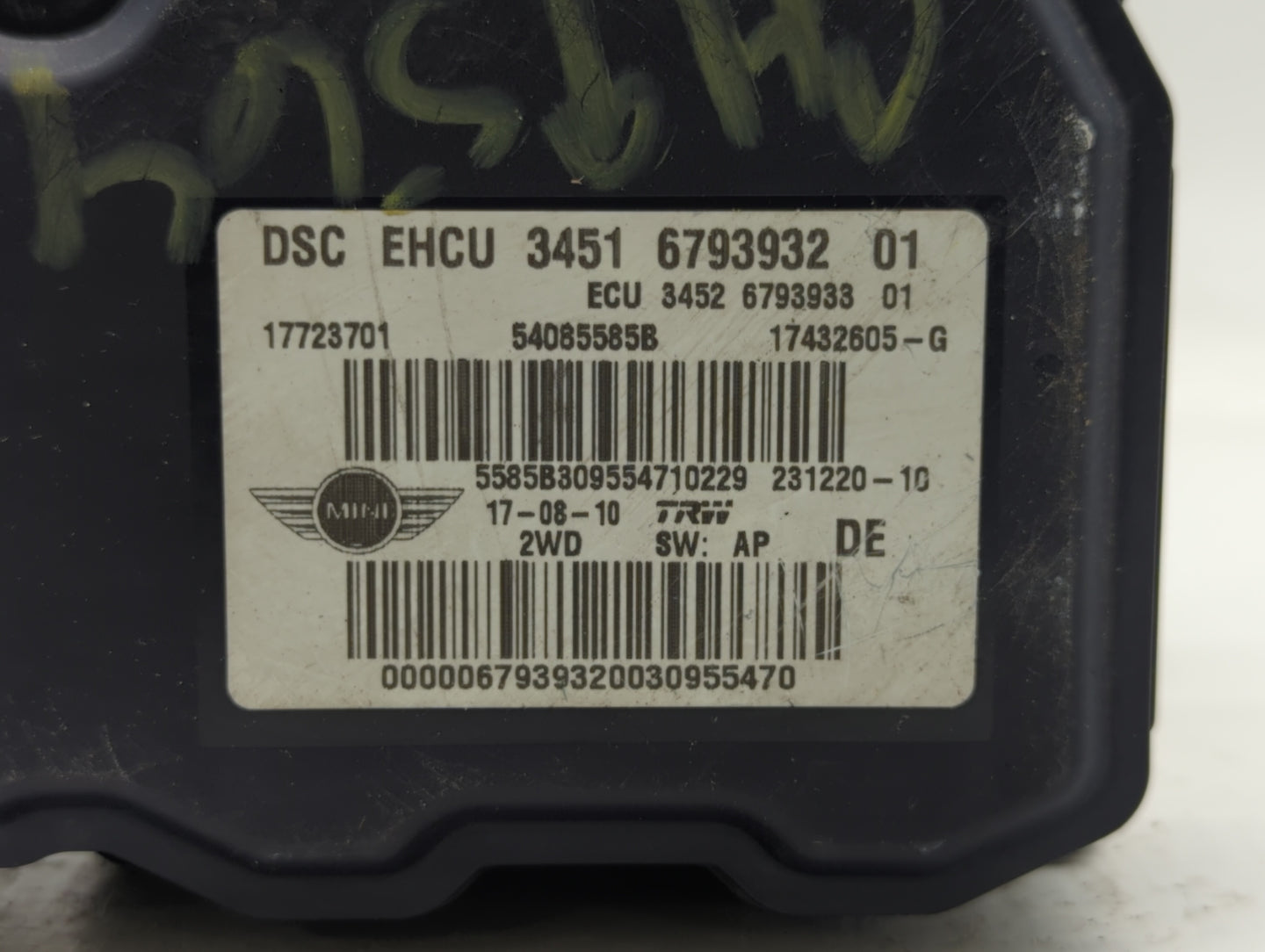 2011 Mini Cooper Countryman ABS Pump Control Module Replacement P/N:6793932 Fits OEM Used Auto Parts - Oemusedautoparts1.com