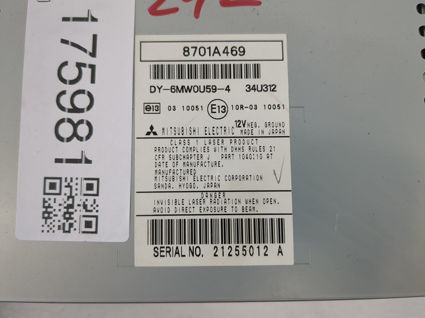 2011-2013 Mitsubishi Outlander Sport Radio AM FM Cd Player Receiver Replacement P/N:E1310R-03 8701A352 Fits OEM Used Auto Pa
