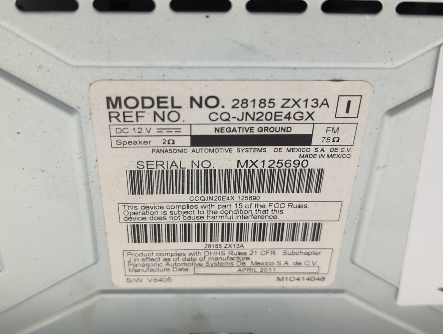 2010-2012 Nissan Altima Radio AM FM Cd Player Receiver Replacement P/N:38185 ZX13A Fits Fits 2010 2011 2012 OEM Used Auto Pa