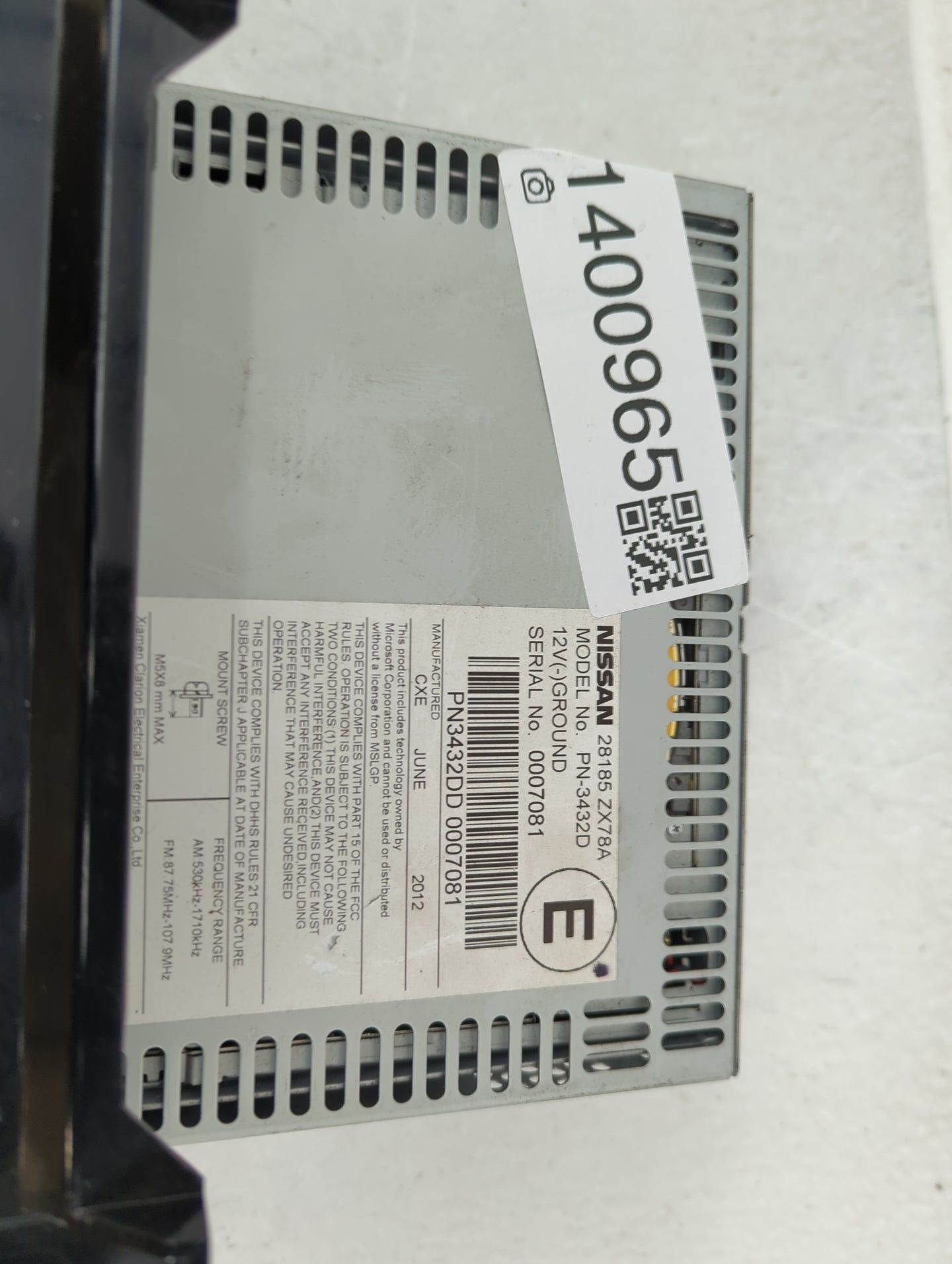 2011-2013 Nissan Maxima Radio AM FM Cd Player Receiver Replacement P/N:28185 ZX78A 68260 ZX86K Fits Fits 2011 2012 2013 OEM 
