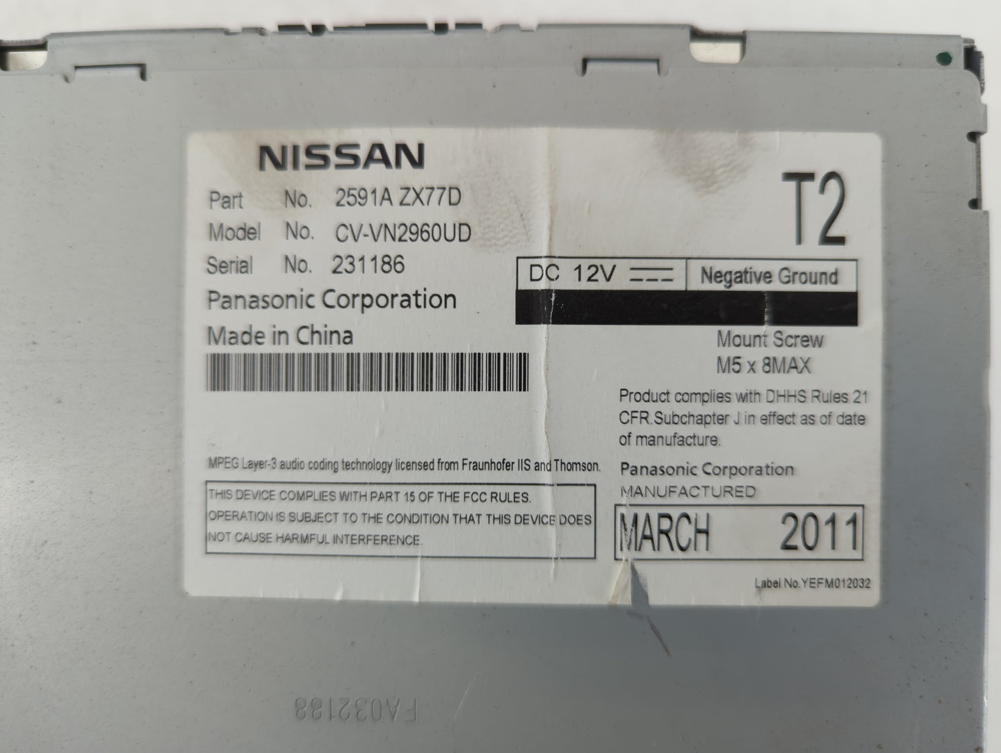 2011-2011 Nissan Maxima Am Fm Cd Player Radio Receiver - Oemusedautoparts1.com