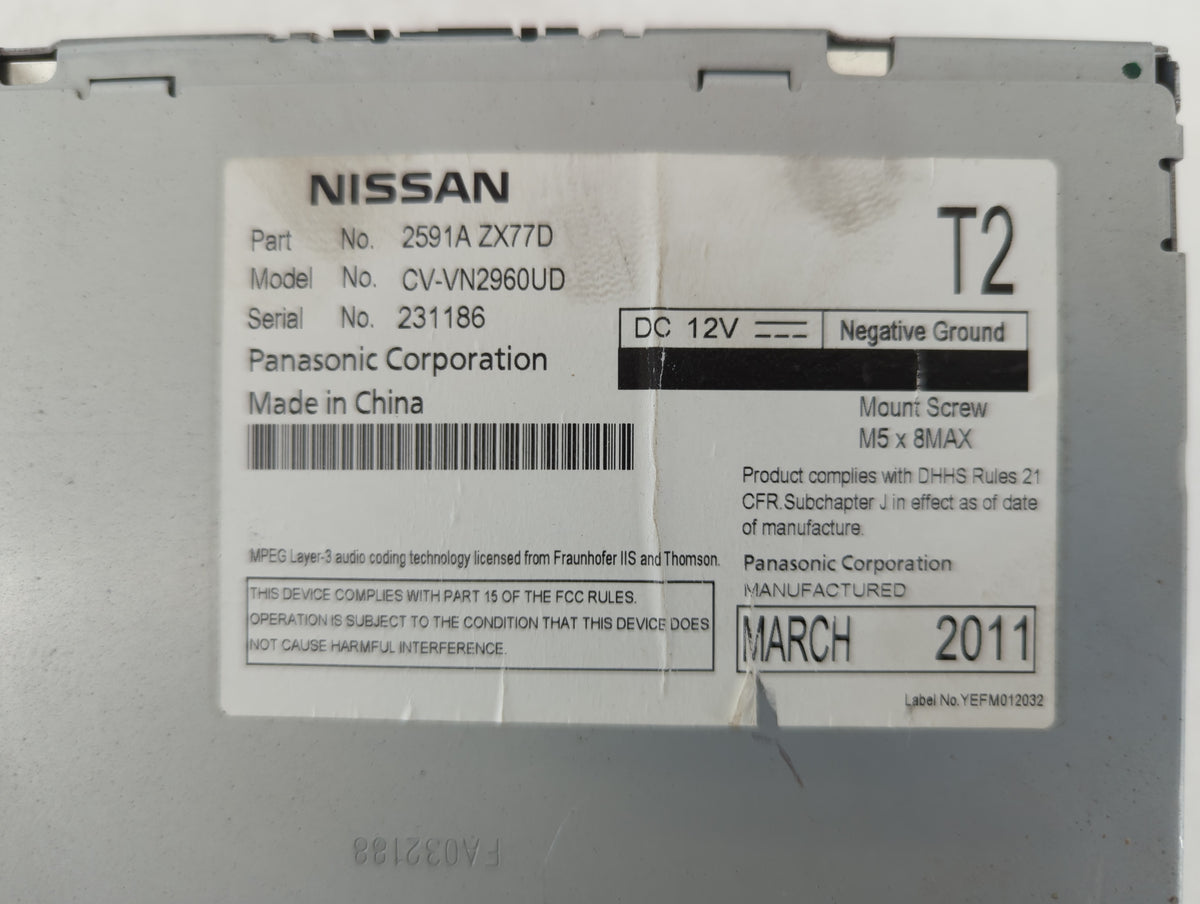 2011-2011 Nissan Maxima Am Fm Cd Player Radio Receiver 663621 - Oemusedautoparts1.com