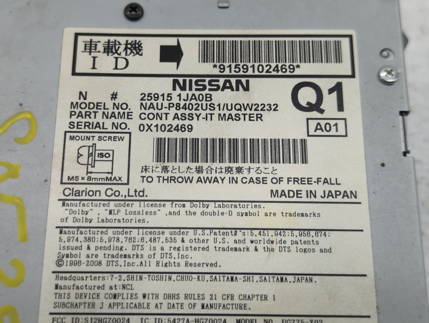 2010-2014 Nissan Maxima Am Fm Cd Player Radio Receiver - Oemusedautoparts1.com