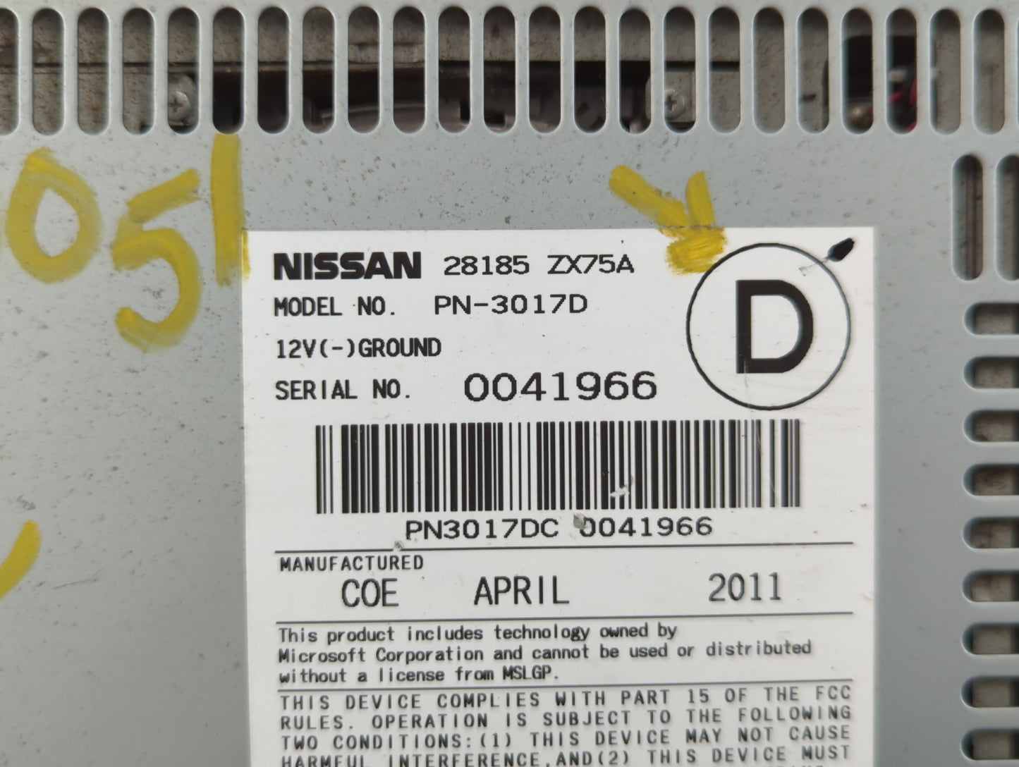 2011-2011 Nissan Maxima Am Fm Cd Player Radio Receiver - Oemusedautoparts1.com