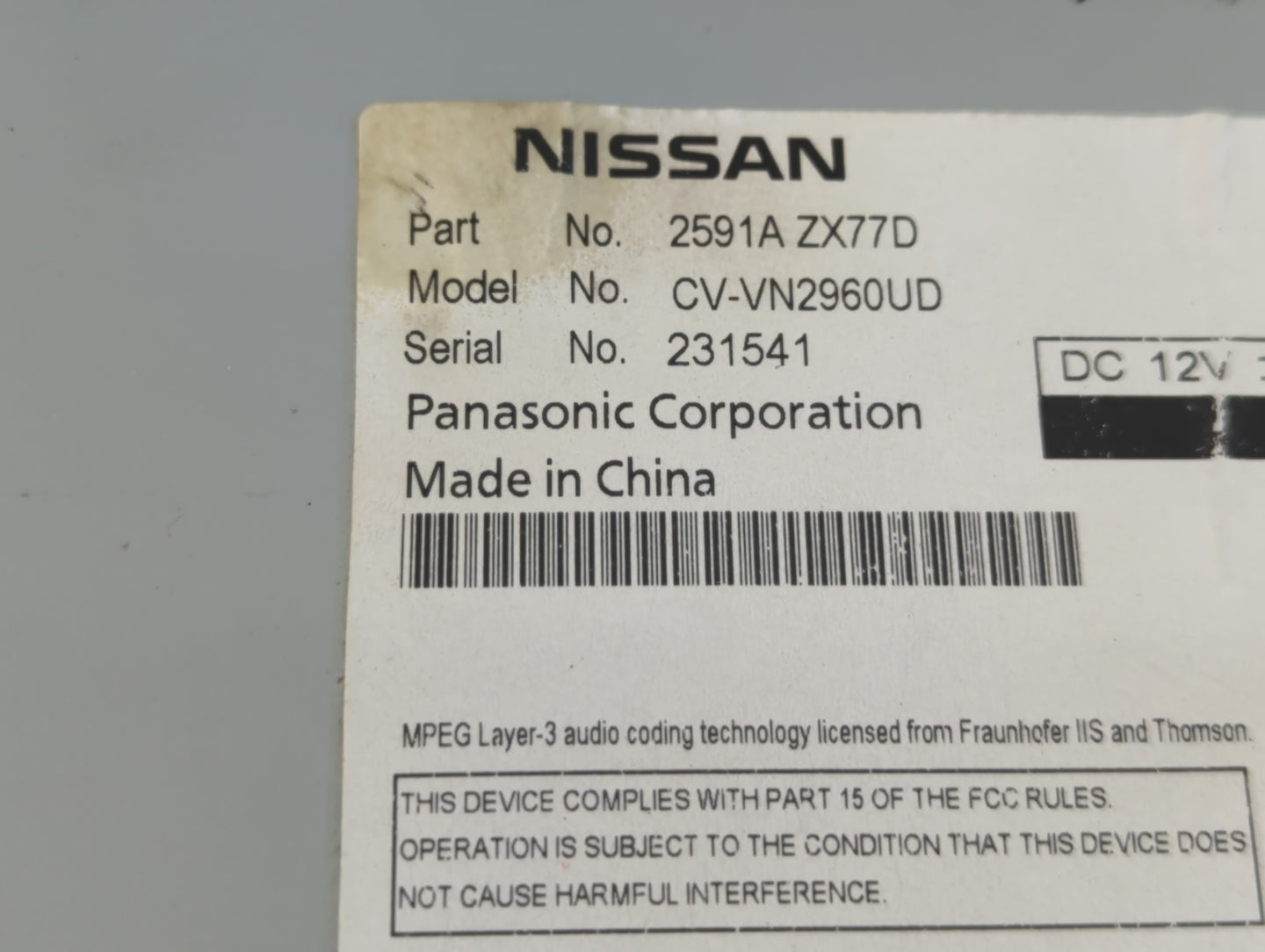 2011 Nissan Maxima Radio AM FM Cd Player Receiver Replacement P/N:2891A ZX77D Fits Fits 2006 OEM Used Auto Parts - Oemusedau